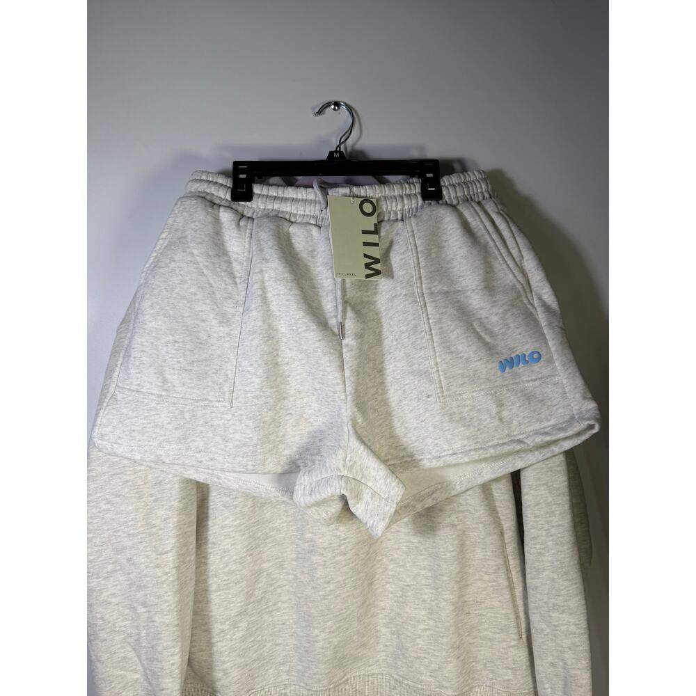 WILO The Label Women’s 2-Piece Hoodie Shorts Set White Marle Blue L NWT - Picture 8 of 13